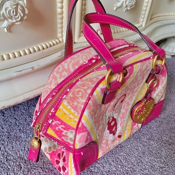 Y2K Juicy Couture Pink Paisley Butterfly Bowler Bag - Picture 5 of 6